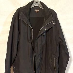Michael Kors Mens Black Zip Up Rain Jacket Coat
